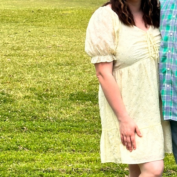 Arula Smocked Puff Short Sleeve Dress in Yellow - Picture 3 of 3